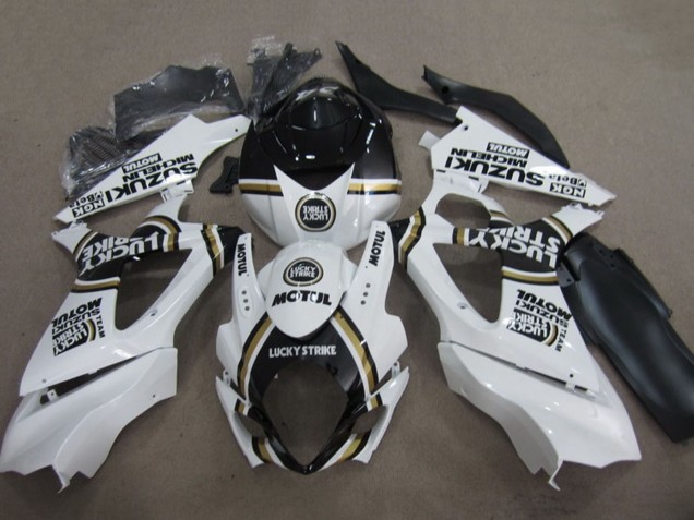 2007-2008 Suzuki GSXR 1000 Motorcycle Fairing - White Black Lucky Strike Motul UK