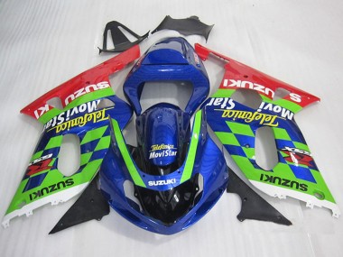Buy 2001-2003 Suzuki GSXR 600 Motorcycle Fairings - Blue Green Red Telefonica MoviStar UK
