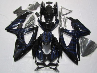 Buy 2008-2010 Suzuki GSXR 600 Motorcycle Fairings - Glossy Black Blue Flame UK