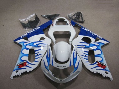 Buy 2001-2003 Suzuki GSXR 750 Motorcycle Fairings - White Blue Flame UK