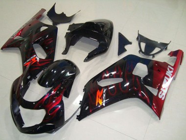 Buy 2001-2003 Suzuki GSXR 750 Motorcycle Fairings - Glossy Black Red Flame UK