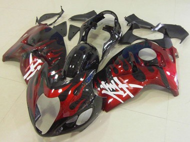 Buy 1996-2007 Suzuki GSXR 1300 Hayabusa Motorcycle Fairings - Glossy Black Red Flame UK