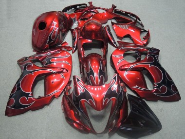 Buy 2008-2020 Suzuki GSXR 1300 Hayabusa Motorcycle Fairings - Red Black Flame UK