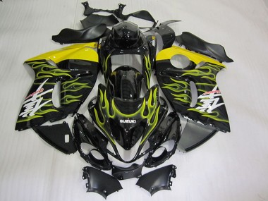 Buy 2008-2020 Suzuki GSXR 1300 Hayabusa Motorcycle Fairings - Glossy Black Yellow Flame UK