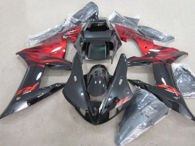 Buy 2002-2003 Yamaha YZF R1 Motorcycle Fairings - Glossy Black Red Flame UK