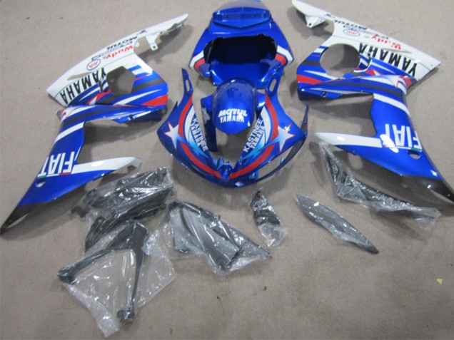 2002-2003 Yamaha YZF R1 Motorcycle Fairings - White Blue Red Motul Fiat UK