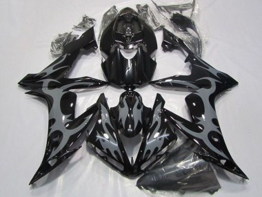 Buy 2004-2006 Yamaha YZF R1 Motorcycle Fairings - Glossy Black Grey Flame UK