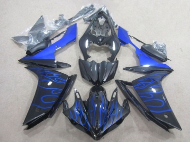 Buy 2007-2008 Yamaha YZF R1 Motorcycle Fairing - Glossy Black Blue Flame UK