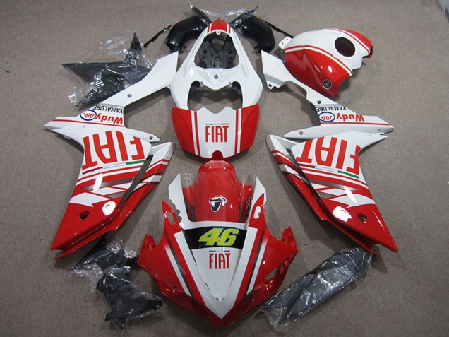 2007-2008 Yamaha YZF R1 Motorcycle Fairings - White Red Fiat 46 UK