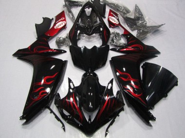 Buy 2007-2008 Yamaha YZF R1 Motorcycle Fairing - Glossy Black Red Flame UK