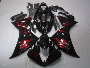 Buy 2009-2011 Yamaha YZF R1 Motorcycle Fairing - Glossy Black Red Flame UK