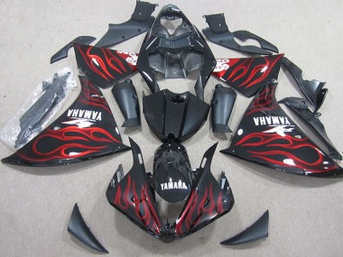 Buy 2009-2011 Yamaha YZF R1 Motorcycle Fairings - Glossy Black Red Flame UK