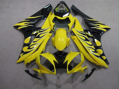 Buy 2006-2007 Yamaha YZF R6 Motorcycle Fairings - Yellow Black Flame UK
