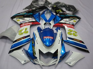 22 White and Blue 07-08 GSXR 1000 Motorcycle Fairing