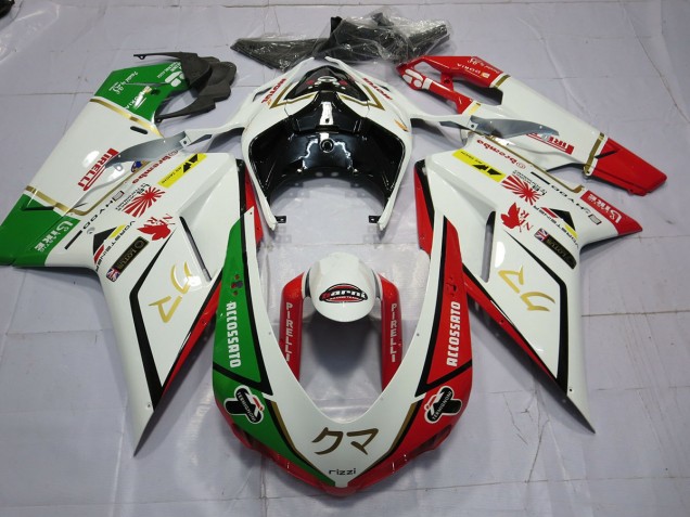 77 White Red Green 07-14 Ducati 848 1098 1198 Motorcycle Fairing 77 White Red Green 07-14 Ducati 848 1098 1198 Motorcycle Fairing