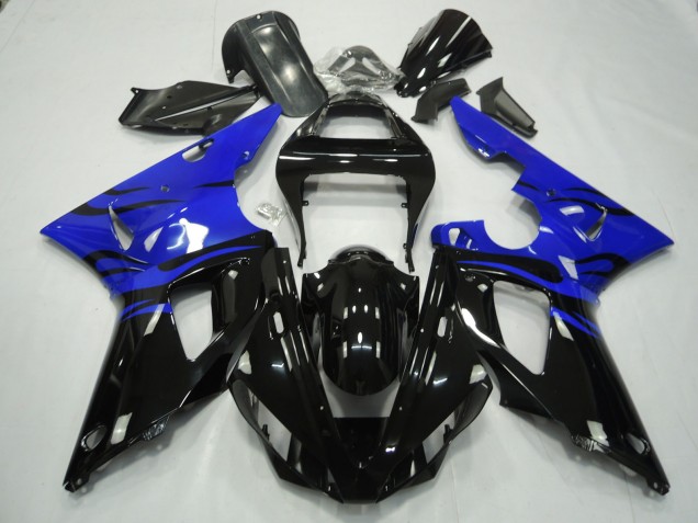 Black Flame & Blue 00-01 R1 Motorcycle Fairing Black Flame & Blue 00-01 R1 Motorcycle Fairing