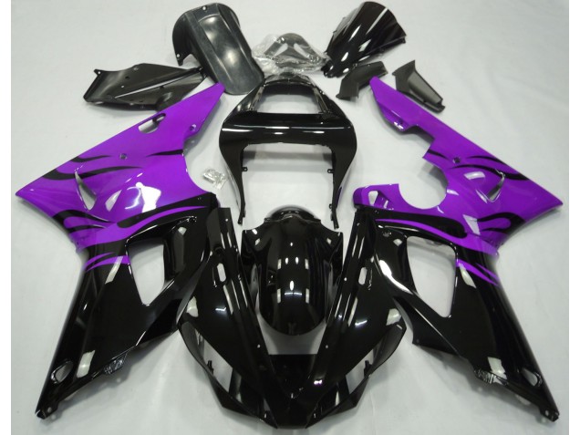 Black Flame & Purple 00-01 R1 Motorcycle Fairing Black Flame & Purple 00-01 R1 Motorcycle Fairing