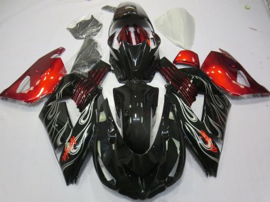 Black Flame Red 06-11 ZX14R Motorcycle Fairing