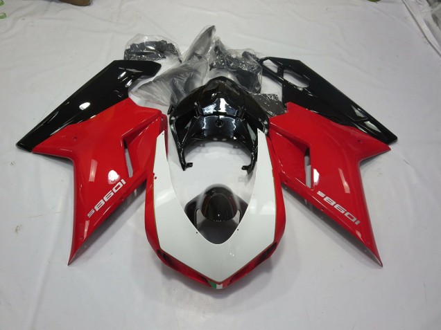 Black Red and White 07-14 Ducati 848 1098 1198 Motorcycle Fairing Black Red and White 07-14 Ducati 848 1098 1198 Motorcycle Fairing