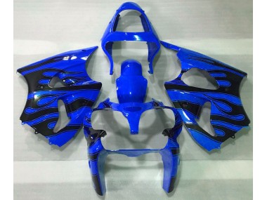 Blue & Black Flame 00-02 ZX6R Motorcycle Fairing