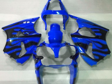 Blue & Black Flame 00-02 ZX6R Motorcycle Fairing