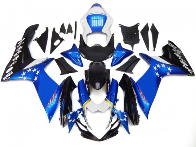 Blue Style With Red Stars 11-24 GSXR 600-750 Motorcycle Fairing Blue Style With Red Stars 11-24 GSXR 600-750 Motorcycle Fairing