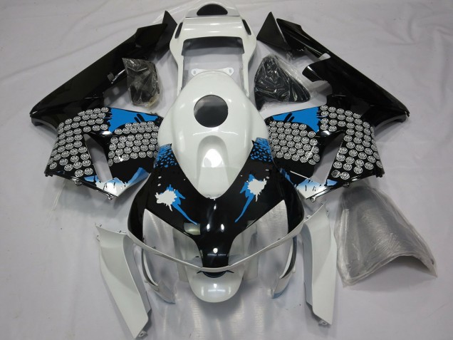 Blue White and Black Splatter 03-04 CBR600RR Motorcycle Fairing Blue White and Black Splatter 03-04 CBR600RR Motorcycle Fairing