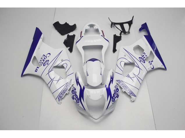 Blue and White Corona 03-04 GSXR 1000 Motorcycle Fairing Blue and White Corona 03-04 GSXR 1000 Motorcycle Fairing