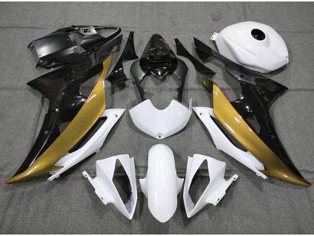 Custom Gold Black and White 08-16 R6 Motorcycle Fairing