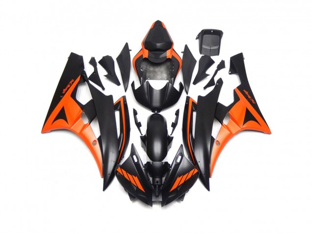 Custom Matte Black and Orange 06-07 R6 Motorcycle Fairing
