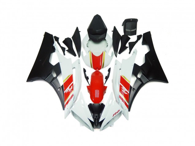 Custom Matte Black and Red with White 06-07 R6 Motorcycle Fairing Custom Matte Black and Red with White 06-07 R6 Motorcycle Fairing