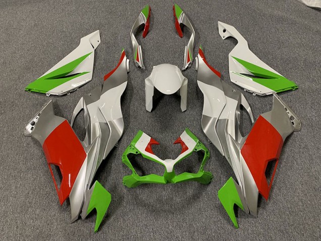Custom Red / Green and Silver 19-23 ZX6R Motorcycle Fairing Custom Red / Green and Silver 19-23 ZX6R Motorcycle Fairing