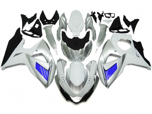 Custom Silver and White with Black 09-16 GSXR 1000 Motorcycle Fairing Custom Silver and White with Black 09-16 GSXR 1000 Motorcycle Fairing