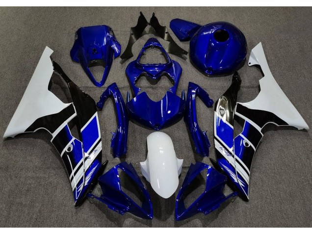 Dark Blue and White Custom 08-16 R6 Motorcycle Fairing