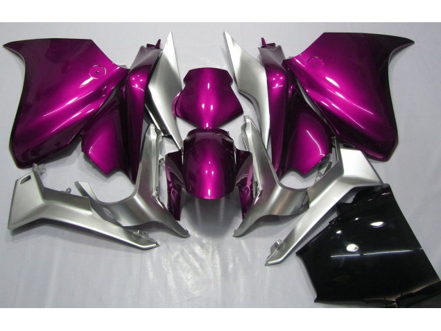Deep Pink and Silver 10-13 VFR1200 Motorcycle Fairing Deep Pink and Silver 10-13 VFR1200 Motorcycle Fairing
