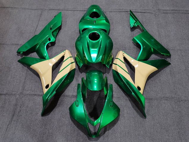 Emerald Green and Tan 07-08 CBR600RR Motorcycle Fairing