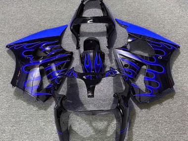 Gloss Black & Blue Flame 00-02 ZX6R Motorcycle Fairing