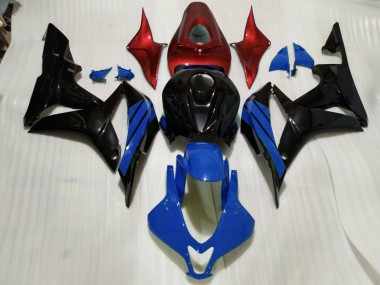 Gloss Black & Blue and Red Accents 07-08 CBR600RR Motorcycle Fairing