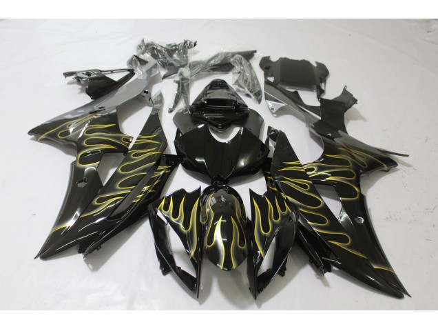 Gloss Black & Flame 08-16 R6 Motorcycle Fairing Gloss Black & Flame 08-16 R6 Motorcycle Fairing