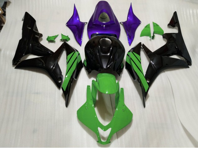 Gloss Black & Green and Purple Accents 07-08 CBR600RR Motorcycle Fairing Gloss Black & Green and Purple Accents 07-08 CBR600RR Motorcycle Fairing