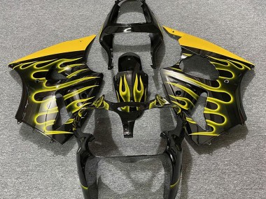 Gloss Black & Yellow Flame 00-02 ZX6R Motorcycle Fairing