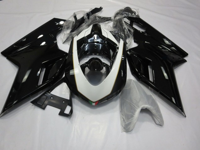 Gloss Black and White 07-14 Ducati 848 1098 1198 Motorcycle Fairing Gloss Black and White 07-14 Ducati 848 1098 1198 Motorcycle Fairing