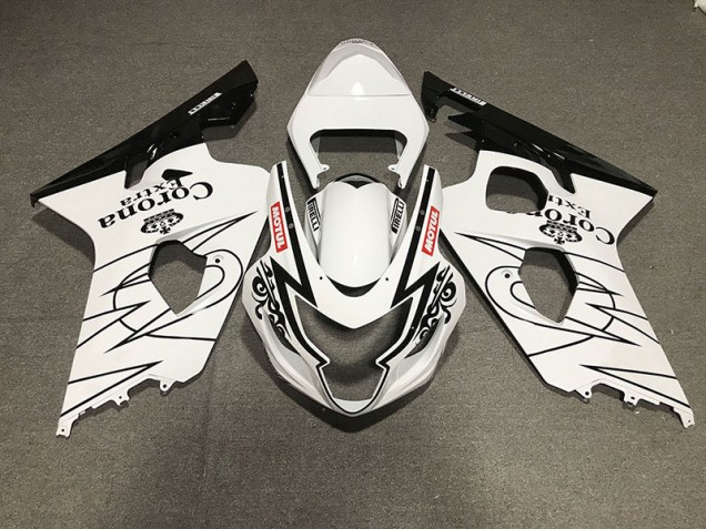 Gloss Black and White Corona Style 04-05 GSXR 600-750 Motorcycle Fairing