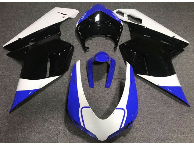 Gloss Blue White and Black 07-14 Ducati 848 1098 1198 Motorcycle Fairing Gloss Blue White and Black 07-14 Ducati 848 1098 1198 Motorcycle Fairing