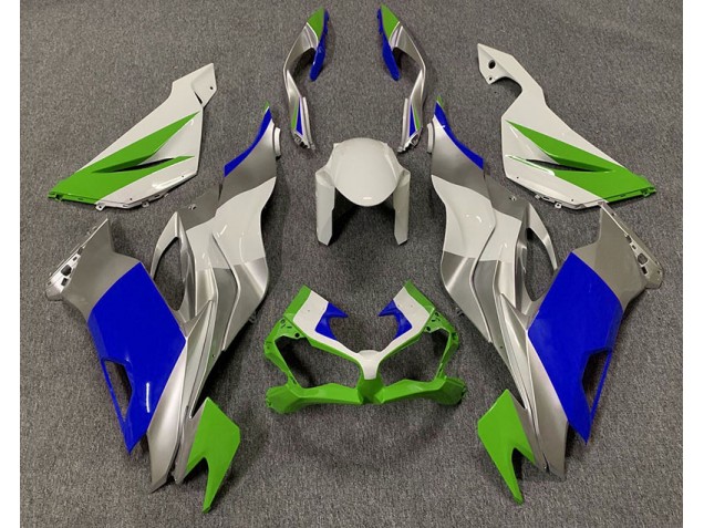 Gloss Green Blue and Silver 19-23 ZX6R Motorcycle Fairing Gloss Green Blue and Silver 19-23 ZX6R Motorcycle Fairing