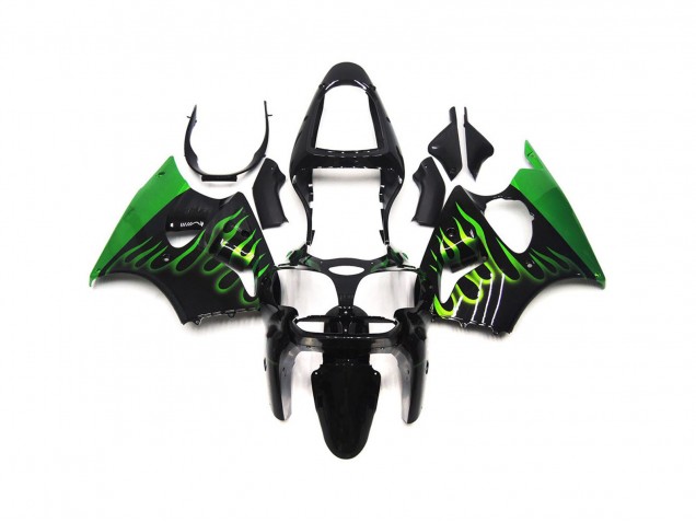 Gloss Green Flame Plain 00-02 ZX6R Motorcycle Fairing Gloss Green Flame Plain 00-02 ZX6R Motorcycle Fairing
