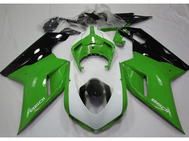 Gloss Green & White 07-14 Ducati 848 1098 1198 Motorcycle Fairing Gloss Green & White 07-14 Ducati 848 1098 1198 Motorcycle Fairing
