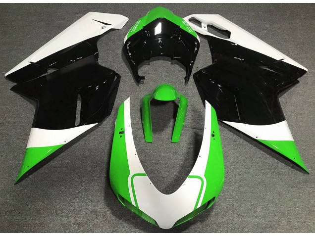 Gloss Green White and Black 07-14 Ducati 848 1098 1198 Motorcycle Fairing Gloss Green White and Black 07-14 Ducati 848 1098 1198 Motorcycle Fairing