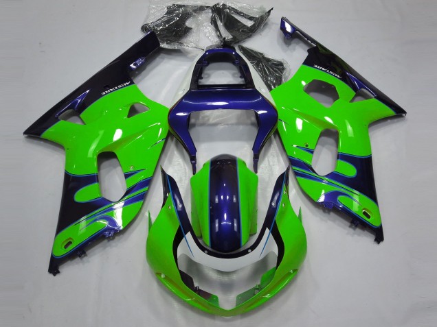 Gloss Green and Blue 01-03 GSXR 600-750 Motorcycle Fairing Gloss Green and Blue 01-03 GSXR 600-750 Motorcycle Fairing