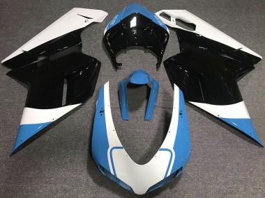 Gloss Light Blue White and Black 07-14 Ducati 848 1098 1198 Motorcycle Fairing